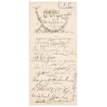 * Churchill (Winston Spencer, 1874-1965). A menu signed by Winston Churchill and 14 others