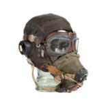 * Royal Air Force. WWII Flying Helmet, Goggles and Oxygen Mask