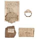 * Napoleonic Relics. An interesting collection of items, comprising a wooden roundel ...