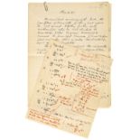 * Wallis (Barnes Neville, 1887-1979). Autograph manuscript lessons... , November 1922 to February
