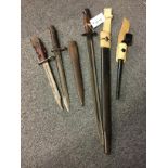 * Bayonets. A British 1907 Pattern Wilkinson Bayonet and others