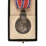 * Norway, Kingdom, Medal for Heroic Deeds, Haakon VII, silver medal
