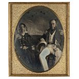* Oversize sixth-plate daguerreotype of a British naval officer and his wife, c.1845