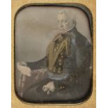* Half-plate daguerreotype of a retired officer of the British Army, late 1840s