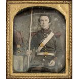 * Sixth-plate daguerreotype of a Victorian lancer, by R.T. Price, c.1850