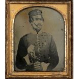 * Sixth-plate ambrotype of a British officer, probably Staffordshire Regiment, late 1850s