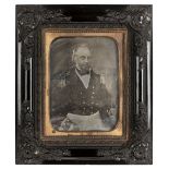 * Half-plate daguerreotype of a British naval officer, late 1850s