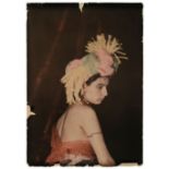* Autochrome. A large autochrome of a girl wearing an elaborate headdress, c. 1910