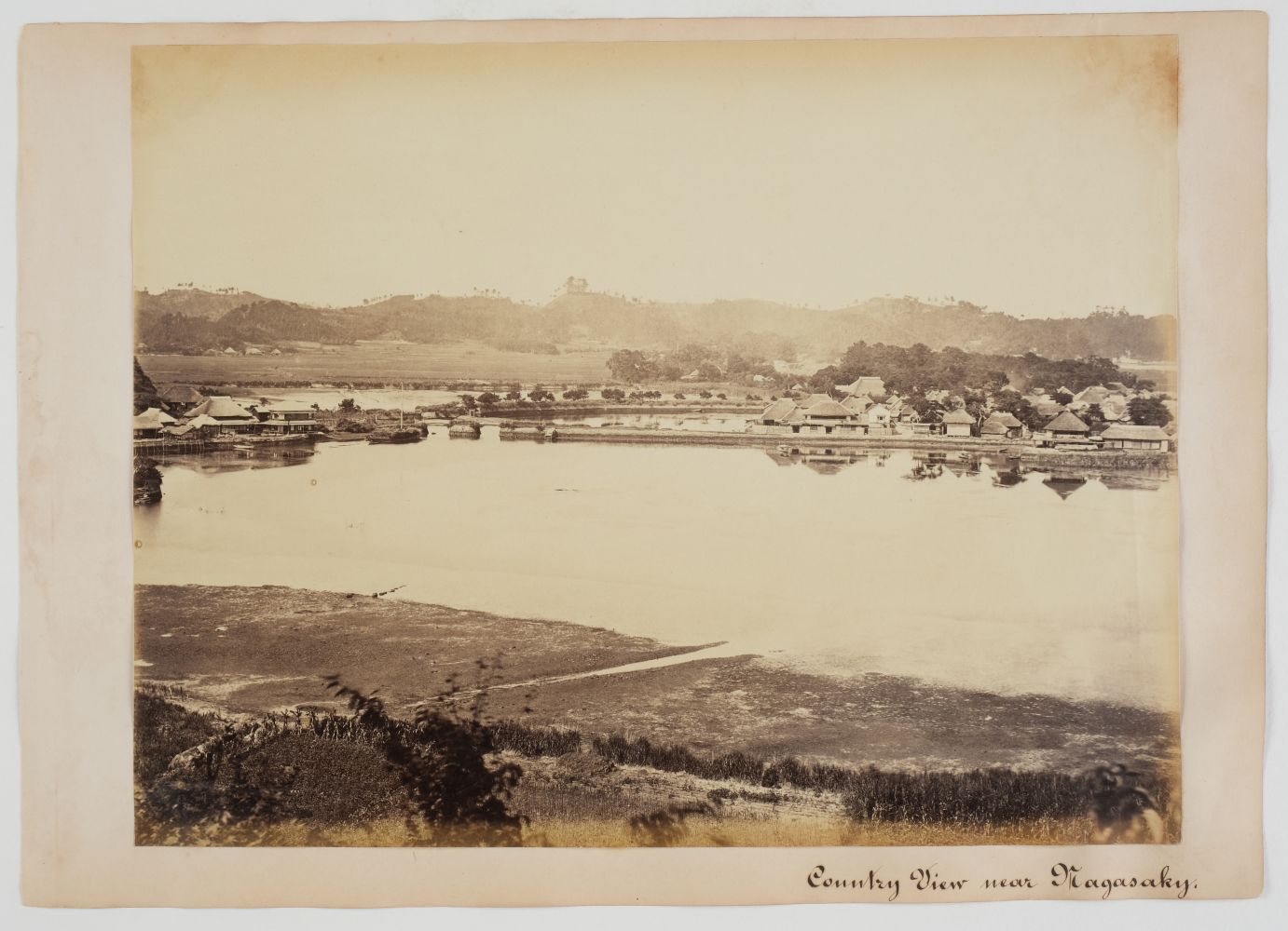 * Attrib. to Charles Leander Weed. Country View near Nagasaky, [Nagasaki, Japan], c. 1867 - Image 2 of 2