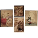 * China. Four hand-coloured albumen prints of Chinese women, c. 1880s