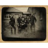 * Half-plate ambrotype of a group of six soldiers of an Irish Regiment, c.1860