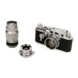 * Leica IIIf camera from 1954 with 35mm, 50mm and 90mm lenses plus viewfinder