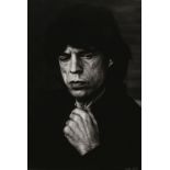 * Jagger (Mick, 1943-). Head and shoulders portrait by Linda Sole, c. 1990s, bromide print