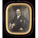* Sixth-plate daguerreotype of an elderly man, c.1850