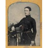 * Oversize quarter-plate daguerreotype of a British infantry officer by William Edward Kilburn