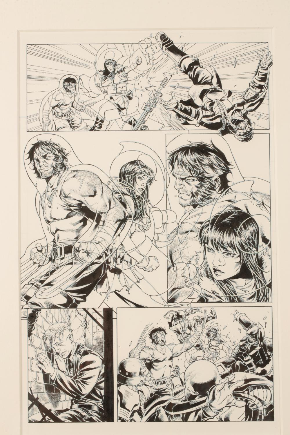 •COMIC BOOK INTEREST: A SET OF NINE ORIGINAL HAND DRAWN AND INKED PAGES - Image 6 of 9