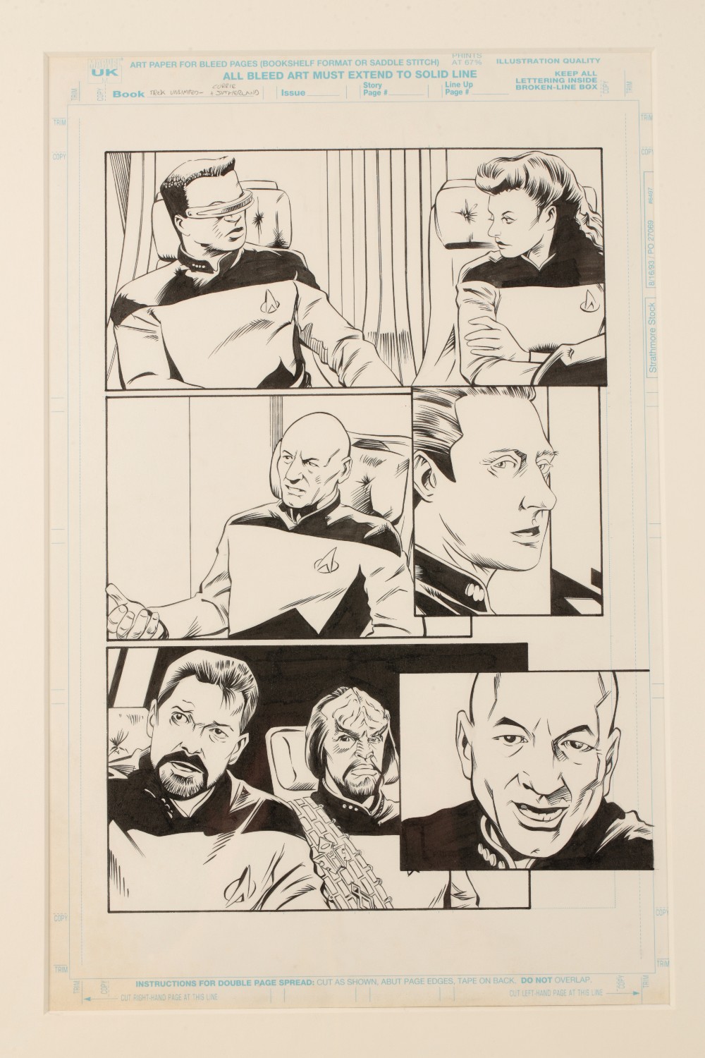 •COMIC BOOK INTEREST: STAR TREK Seven original hand drawn and inked pages - Image 2 of 9