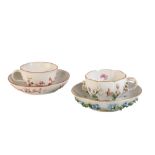 TWO MEISSEN PORCELAIN CUPS AND SAUCERS