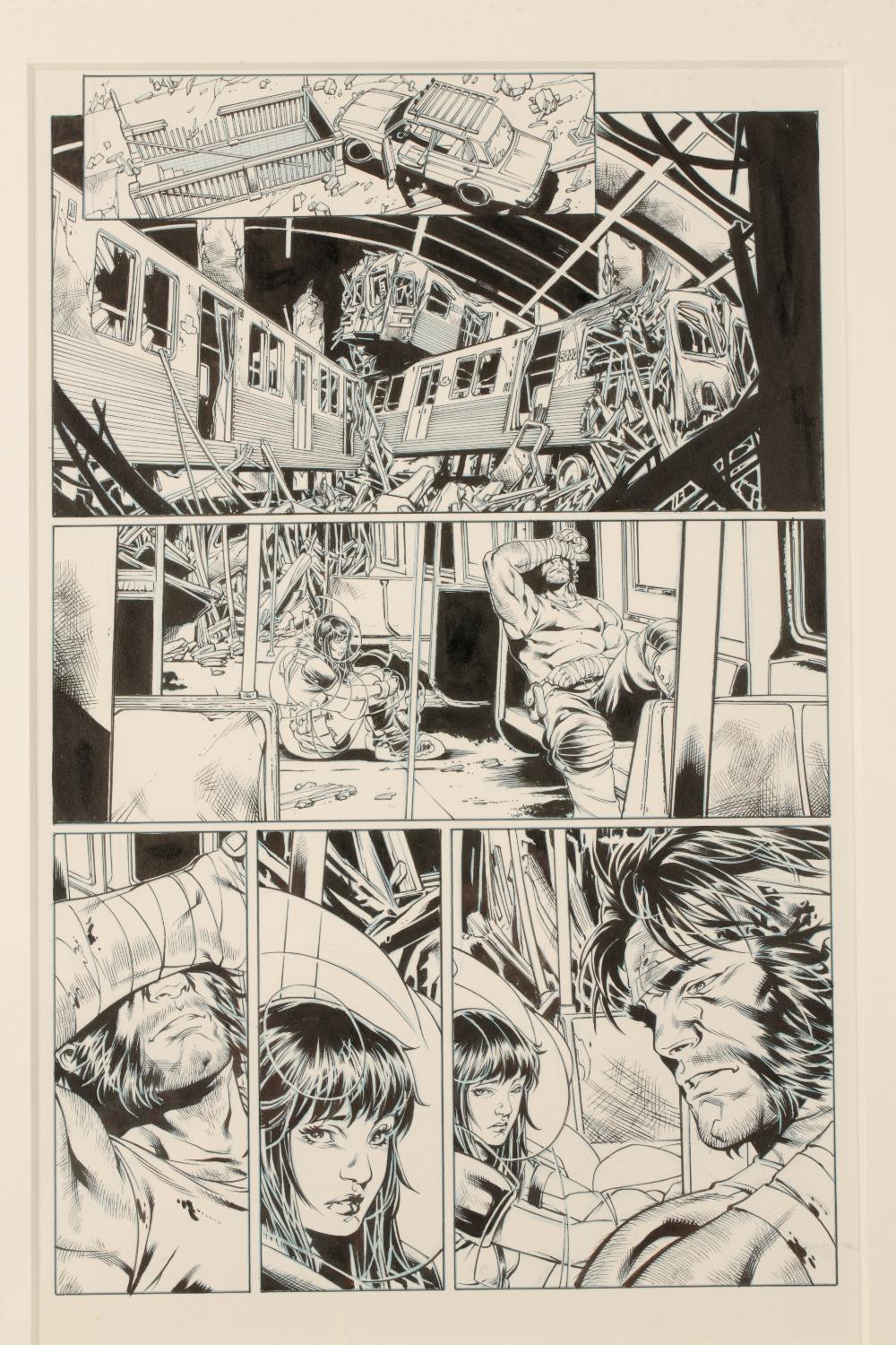 •COMIC BOOK INTEREST: A SET OF NINE ORIGINAL HAND DRAWN AND INKED PAGES - Image 4 of 9