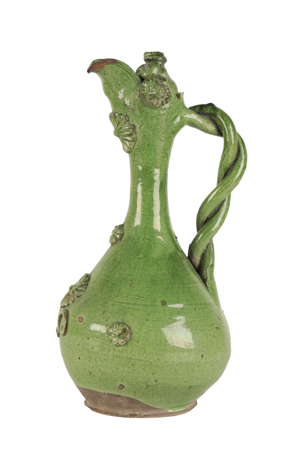 LARGE CANAKKALE GREEN-GLAZED POTTERY EWER