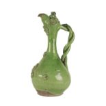 LARGE CANAKKALE GREEN-GLAZED POTTERY EWER