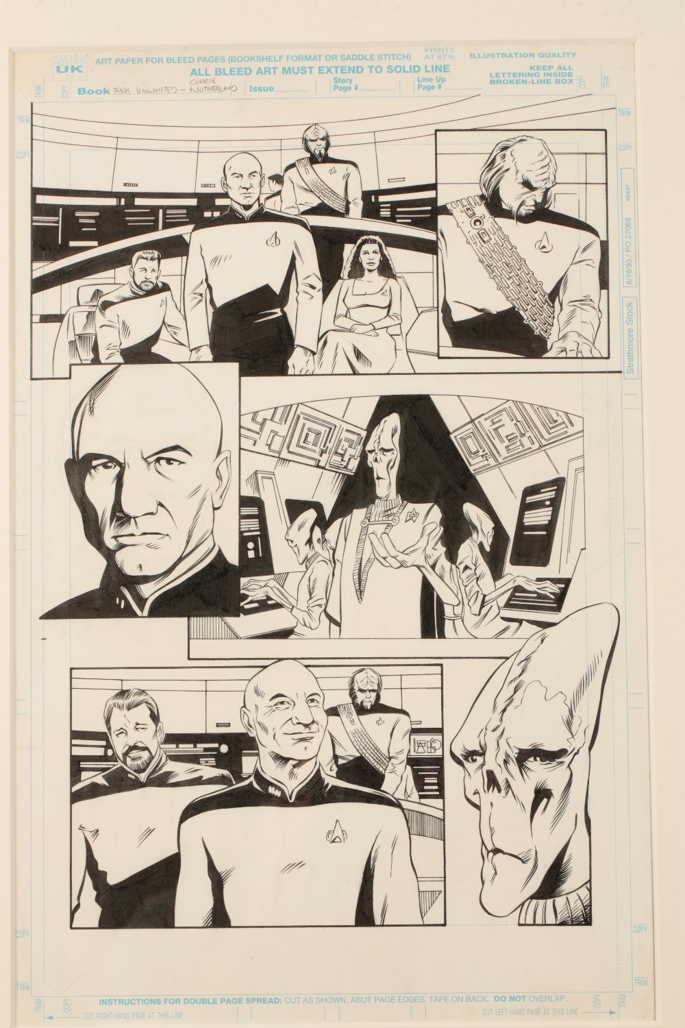 •COMIC BOOK INTEREST: STAR TREK Seven original hand drawn and inked pages