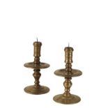 MATCHED PAIR OF DUTCH BRASS HEEMSKERK CANDLESTICKS