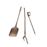 PAIR OF SUBSTANTIAL WROUGHT IRON FIRE TOOLS