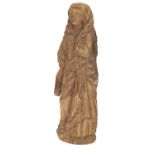 NORTHERN EUROPEAN, PROBABLY NETHERLANDISH, SCULPTED OAK MODEL OF A FEMALE SAINT