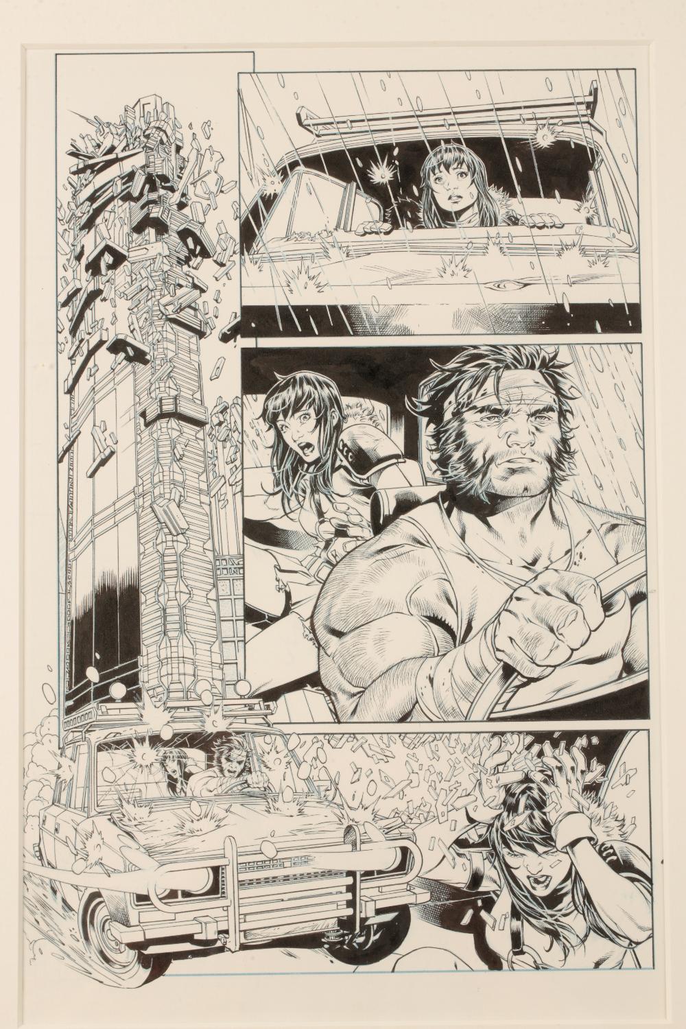 •COMIC BOOK INTEREST: A SET OF NINE ORIGINAL HAND DRAWN AND INKED PAGES - Image 3 of 9