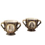 PAIR OF SEVRES PORCELAIN CACHEPOT