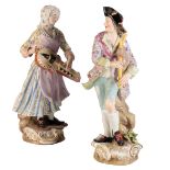 PAIR OF LARGE MEISSEN PORCELAIN FIGURES