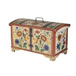 SCANDINAVIAN POLYCHROME PAINTED WOOD COFFER