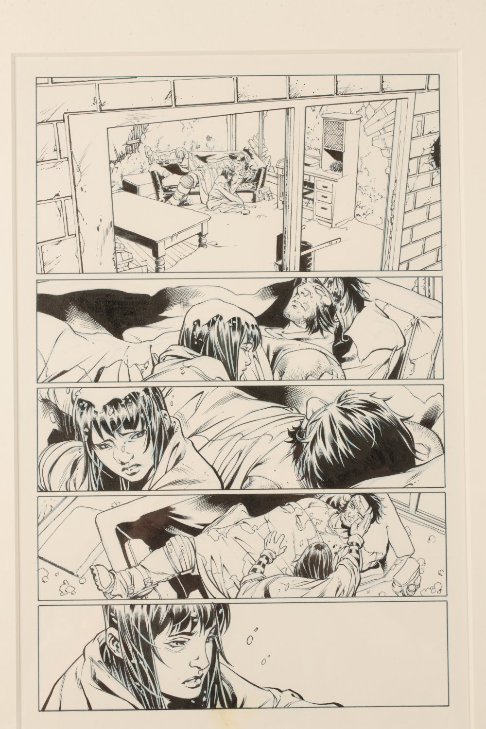 •COMIC BOOK INTEREST: A SET OF NINE ORIGINAL HAND DRAWN AND INKED PAGES - Image 7 of 9