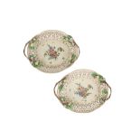 PAIR OF WORCESTER RETICULATED OVAL DISHES