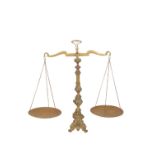 SET OF CONTINENTAL GILT BRASS WEIGHING SCALES