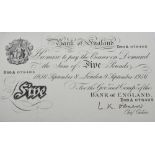 BANK OF ENGLAND £5 NOTE D89A 078405 1956 September 8th