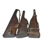 THREE VINTAGE LEATHER "LEG O'MUTTON" GUN CASES (3)