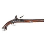 GRIFFIN OF BOND STREET LONDON FLINTLOCK FULL STOCK HOLSTER PISTOL, circa 1740's