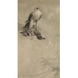 FRANK SOUTHGATE (1872-1916) A falcon with its talons embedded in its catch