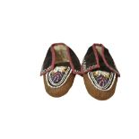 PAIR OF IRIQUOI BEADED BUCKSKIN MOCCASINS