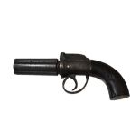 ENGLISH SIX SHOT BAR HAMMER PERCUSSION PEPPERBOX PISTOL circa 1840