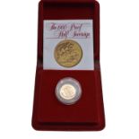 TWO GOLD COINS: 1980 Half sovereign, mint in Royal Mint case 1887 German 5 Mark gold coin