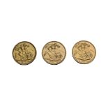 COLLECTION OF FIVE GOLD SOVEREIGNS: 1892, 1914, 1978, 1981, 1982