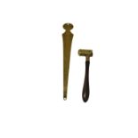 K.STEGGLES: A BRASS BORE GAUGE and a brass powder measure