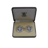 ELIZABETH II, £2 SILVER PIEDFORT TWO COIN SET, 1989