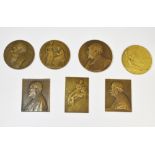 COLLECTION OF SEVEN FRENCH BRONZE MEDALLIONS