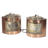 PAIR OF COPPER AND BRASS SHIP STARBOARD AND PORT SHIPPING LIGHTS