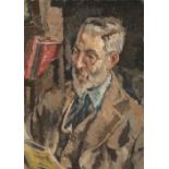 •VLADIMIR POLUNIN (1880-1957) Self portrait of the artist reading, oil on board, 49.5cm x 35cm
