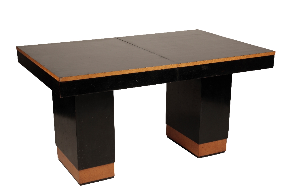 ART DECO STYLE BLACK LACQUERED AND BIRDS-EYE MAPLE VENEERED FURNITURE SUITE - Image 5 of 6